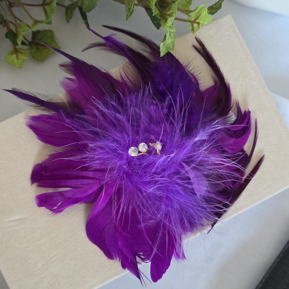 Purple Feather Plume Brooch or Hairclip